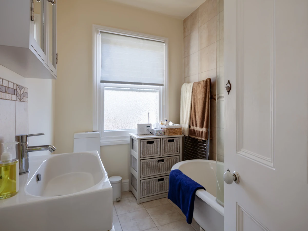 Victorian bathroom painted with moisture-resistant coating by Bridgend Decorators
